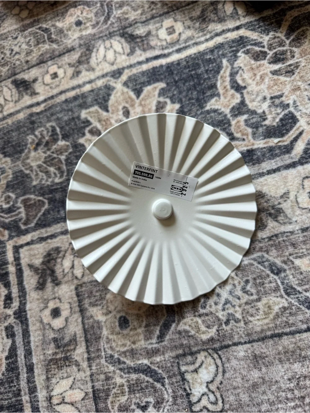 IKEA flat white metal candle holder
